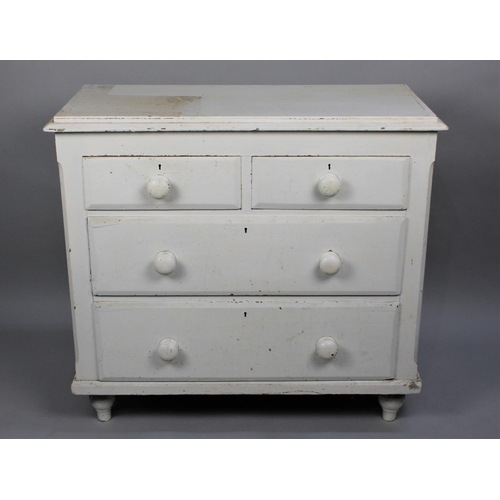 139 - A White Painted Late Victorian Chest of Two Short and Two Long Drawers, 90cms Wide