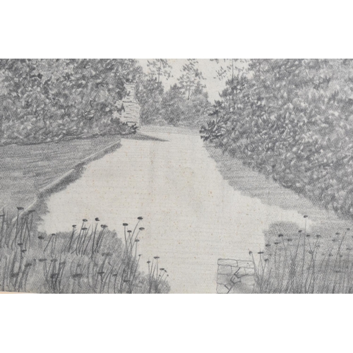 157 - A Framed Pencil Sketch, The Black Pool, Welshpool, 22x13cms