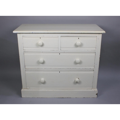 158 - A white Painted Edwardian Chest of Two Short and Two Long Drawers, 95cms Wide