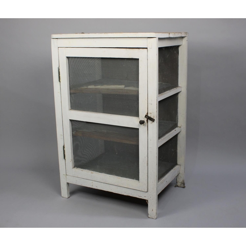 159 - A White Painted Vintage Three Shelf Meat Safe, 61cms Wide