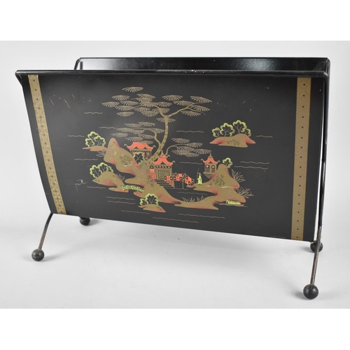 162 - A Mid 20th Century Chinoiserie Magazine Rack, 39cms Wide