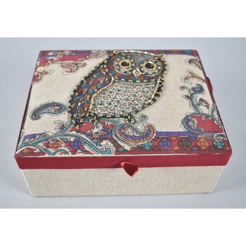 172 - A Beadwork Topped Jewellery box with Inner removable Tray Containing Costume Jewellery