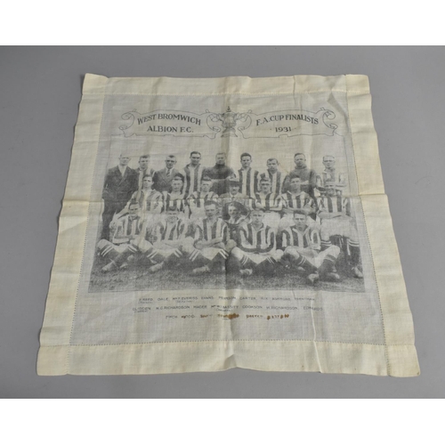 175 - A Vintage Printed Handkerchief, West Bromwich Albion FC FA Cup Finalists, 1931