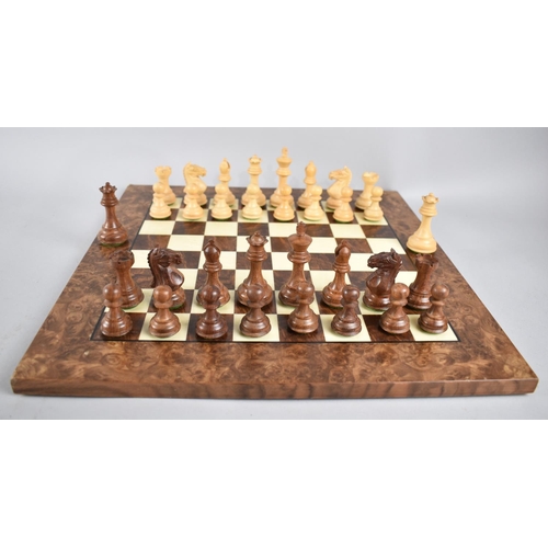 179 - A Modern Staunton Chess Set and Board, Kings 9cms High, Board 42cms Square