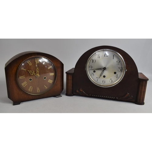 208 - An Art Deco Oak Cased Westminster Chime Mantel Clock and One Other