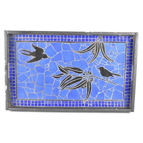 235 - A Rectangular Two Handled Tray with Mosaic Base, 65x40cms