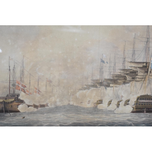 238 - A Framed Coloured Engraving, The Battle of Copenhagen After T Whitcombe, 72x49cms