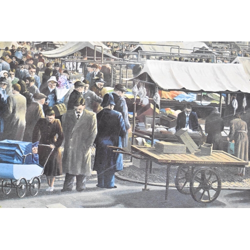 302 - A Framed Print of Old Wolverhampton Market After Robert Calvert, 52x37cms