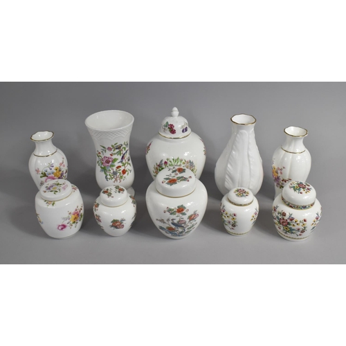 316 - A Collection of Wedgwood, Aynsley, Royal Worcester, Coalport, Royal Crown Derby vases and ginger jar... 