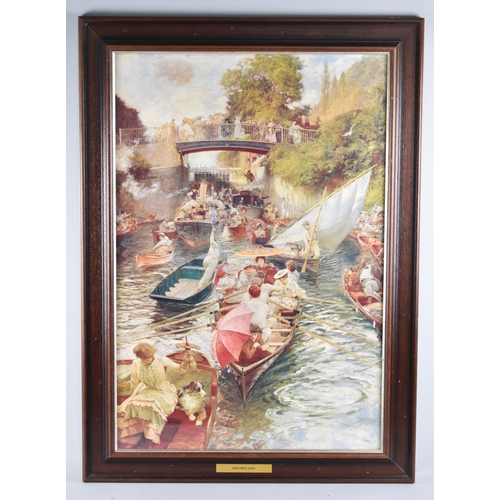 334 - A Modern framed print, Boulters Lock, 40 x 70 cm.