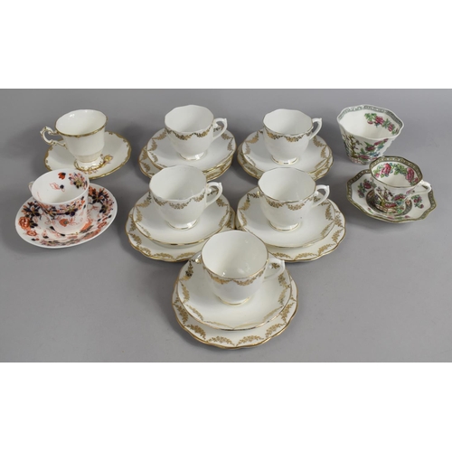 348 - A Collection of Various Teawares to include Five Trios by Roslyn China, Imari Pattern Cup and Saucer... 