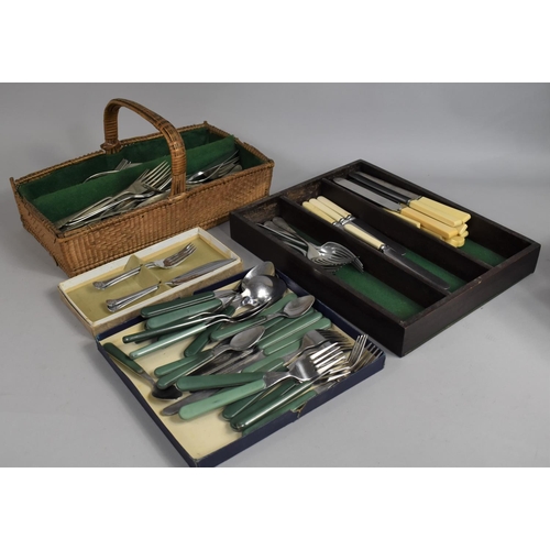 358 - A Collection of Various Boxed and Loose Cutlery to include Berry Spoons, Mid 20th Century Stainless ... 