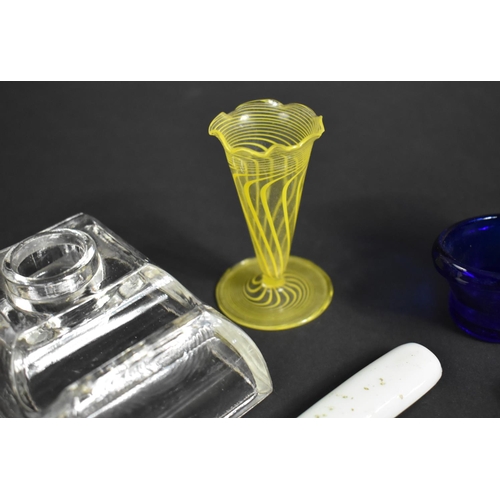 360 - A Small Collection of Various Glassware to include Marbles, Eye Washers, 19th Century Small Bud Vase... 