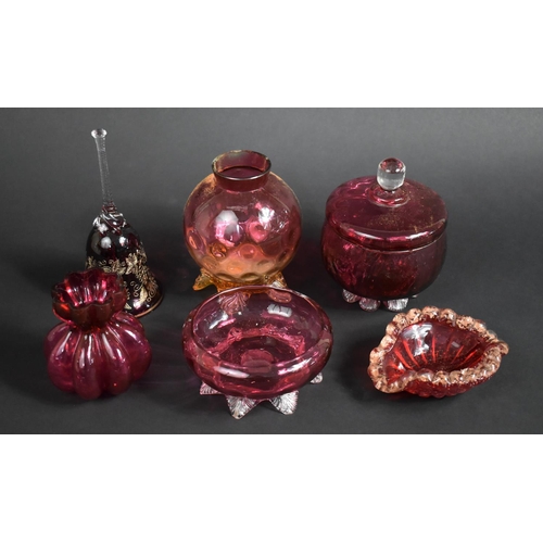 364 - A Collection of Various Late 19th and Early 20th Century Cranberry Glass to include Bell, Footed Dis... 