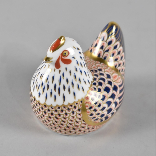 410 - A Royal Crown Derby Imari Paperweight, Chicken, Gold Button