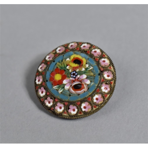 443 - A Circular Micro Mosaic Brooch with Floral Decoration