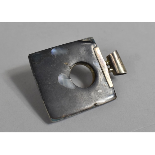 445 - A Silver Mounted Square Polished Stone Pendant