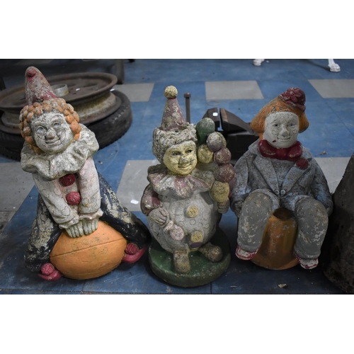 466 - A Collection of Three Reconstituted Stone Garden Ornaments, Clowns, Largest 48cms Tall