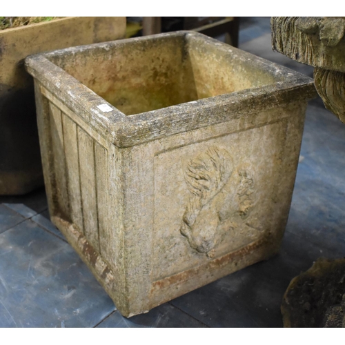 468 - A Reconstituted Stone Garden Planter of Square Form, 35cms wide