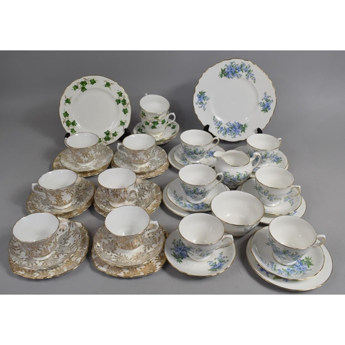 497 - A Collection of China Teawares to include Colclough Ivy Pattern Cups, Saucers and Plate, Queen Anne ... 