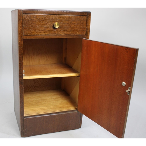 525 - A Mid 20th Century Oak Bedside Cabinet with Top Drawer, 36.5cms Wide