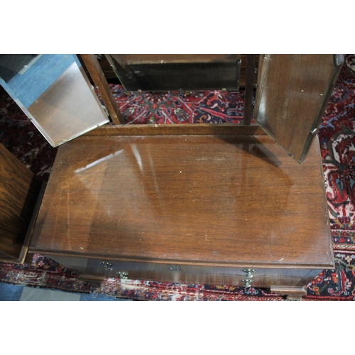 531 - An Edwardian Mahogany Dressing Chest with Two Drawers and Triple Mirrors, Galleried Back, 91cms Wide