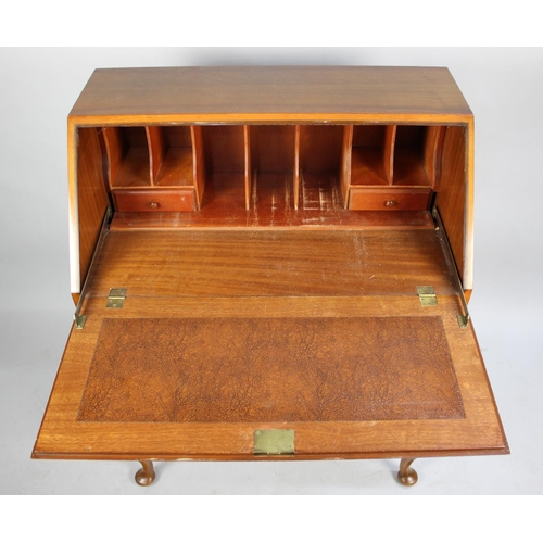 536 - A Mid 20th Century Walnut Fall Front Bureau with Three Long Drawers, 76cs Wide