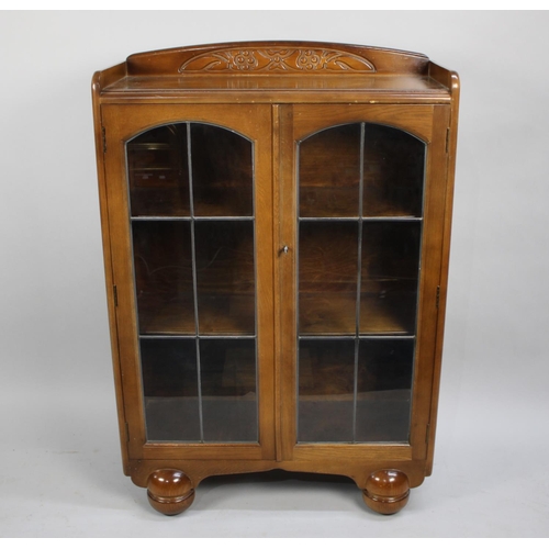 537 - A Mid 20th century Galleried and Leaded Glazed Display Cabinet, 76cms wide