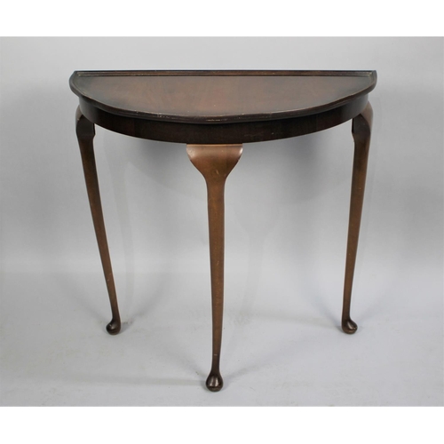 540 - A Mid 20th Century Walnut Demilune Console Table, 75cms Wide