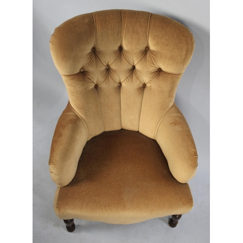 572 - An Edwardian Button Upholstered Ladies Nursing Armchair