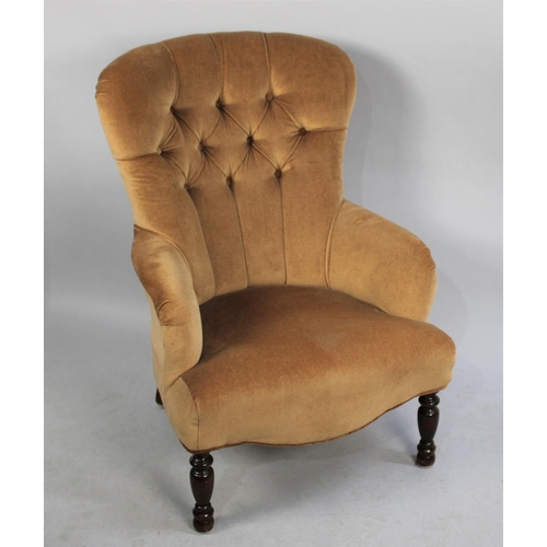 572 - An Edwardian Button Upholstered Ladies Nursing Armchair