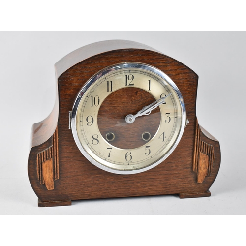 62 - Two Art Deco Oak Cased Mantel Clocks