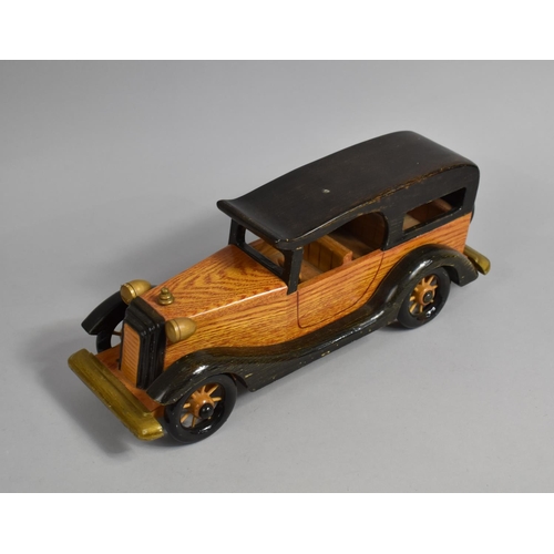 83 - A Modern Wooden Model of a Vintage Car, 37cms Long