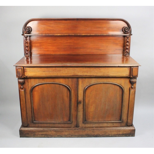 88 - A Victorian Mahogany Chiffonier with Centre Long Drawer over Cupboard Base, Raised Gallery Back with... 