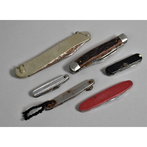 91 - A Collection of Six Vintage Pocket Knives