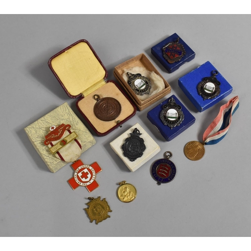 95 - A Collection of Enamelled, Bronze and Metal Badges, Medallions and Highgate Harriers Trophy Fobs