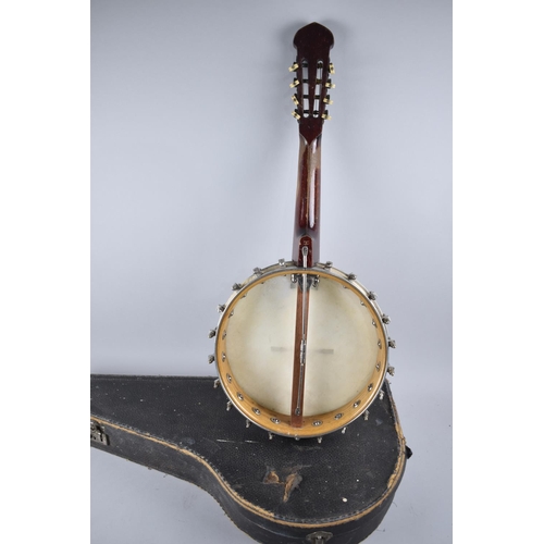 106 - A Cased Vintage Eight String Banjolele