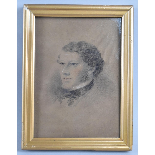 176 - A 19th Century Portrait Sketch of Young Gentleman, Inscribed Verso 