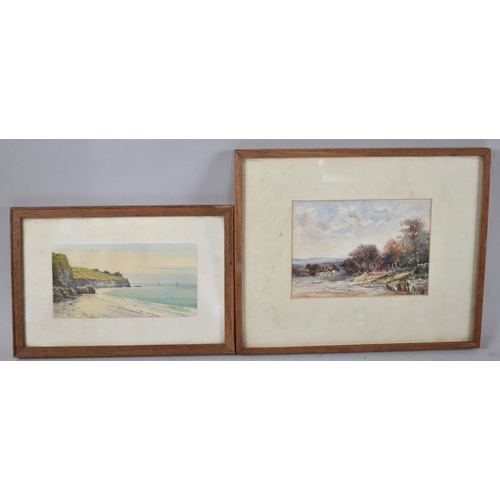 181 - Two Framed Watercolours, Seascape and Woodland Landscape