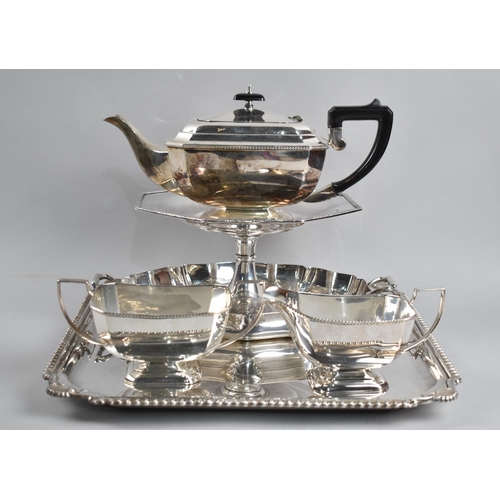 186 - A Collection of Various Silver Plated Items to Comprise Three Piece Tea Service, Square Tray with Sh... 