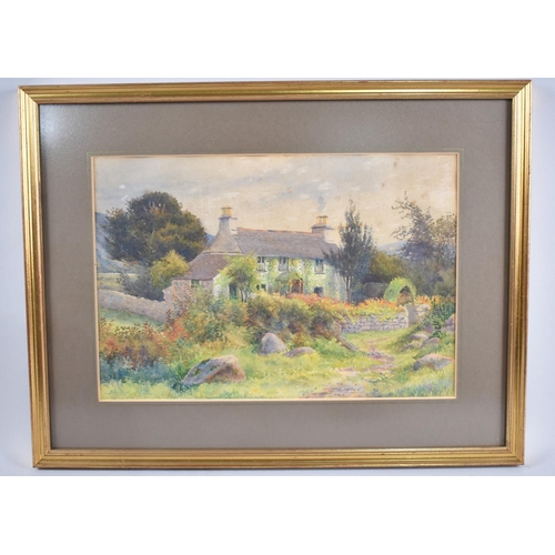 285 - A Framed Watercolour, Brick Cottage in Rural Setting by Amy Brazil, Details Verso, 33x23