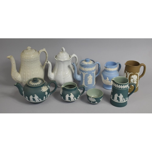 287 - A Collection of Various 19th Century and Later Jasperware to comprise Teapots, Jug, Dudson Examples ... 