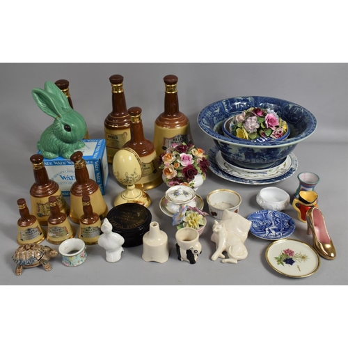 299 - A Collection of Various Ceramics to comprise Empty Wade Bell Whisky Bottle, Sylvac Rabbit (Ears Glue... 