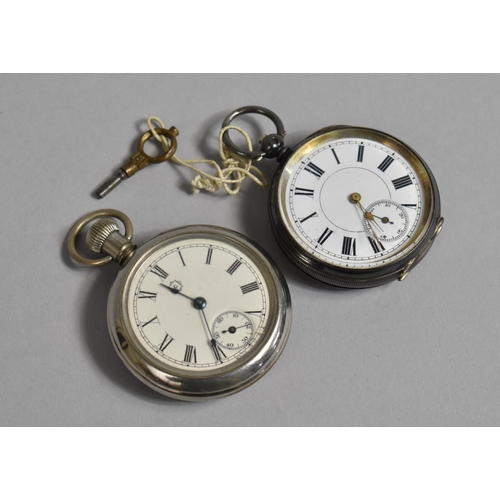 384 - A Continental Silver Cased Pocket watch with Enamelled Dial Having Roman Numeral and Subsidiary Seco... 