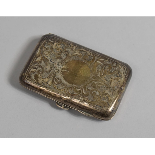 390 - A Silver Cigarette Case, Birmingham Hallmark, Having Scrolled Chased Decoration, 8cm Wide