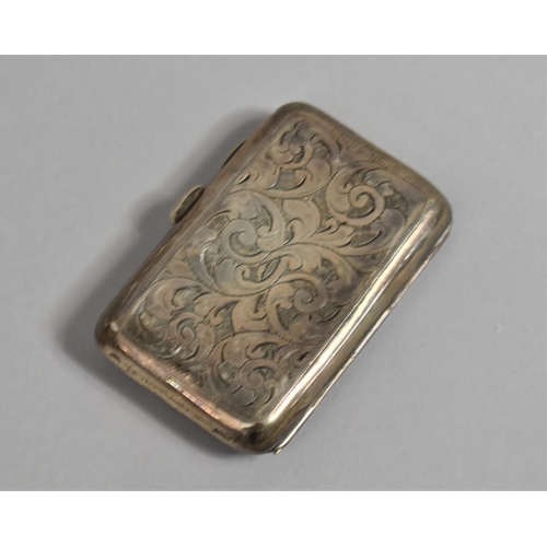 390 - A Silver Cigarette Case, Birmingham Hallmark, Having Scrolled Chased Decoration, 8cm Wide