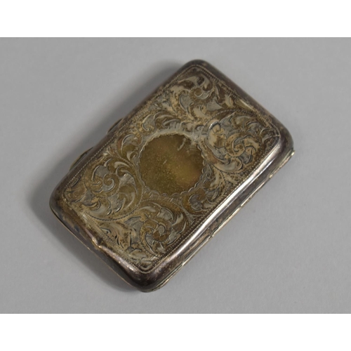 390 - A Silver Cigarette Case, Birmingham Hallmark, Having Scrolled Chased Decoration, 8cm Wide