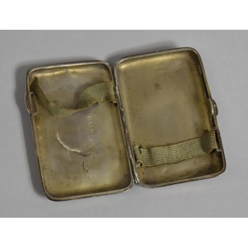 390 - A Silver Cigarette Case, Birmingham Hallmark, Having Scrolled Chased Decoration, 8cm Wide