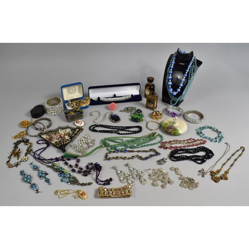 396 - A Collection of Various Costume Jewellery to Comprise Necklaces, Beads, Flask etc