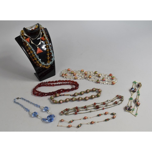 410 - A Collection of Glass and Other Beaded Necklaces etc